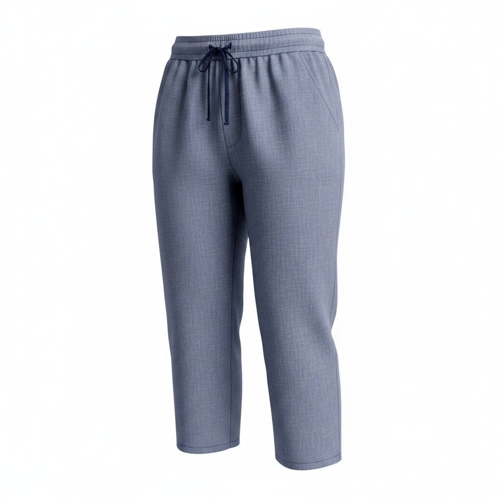 Lane Bryant Soft Linen Blend Straight Pants Women 26/28 Blue Mid-Rise Pull-On
